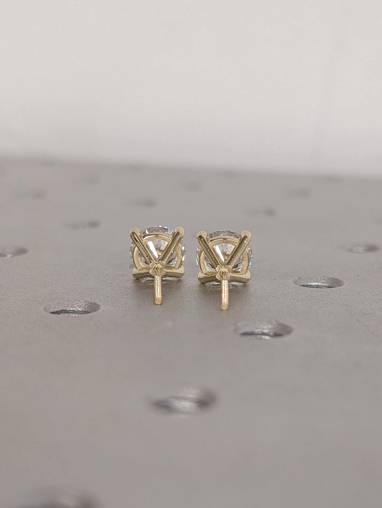 14k Rose Gold Round Diamond Earrings for Women | Martini Earrings Solitaire Screw Back Studs | Simple Jewelry Birthday Anniversary Gift image #7