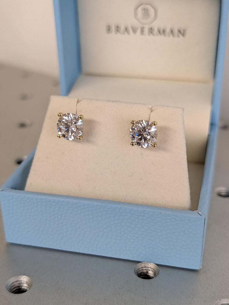 14k Rose Gold Round Diamond Earrings for Women | Martini Earrings Solitaire Screw Back Studs | Simple Jewelry Birthday Anniversary Gift image #9