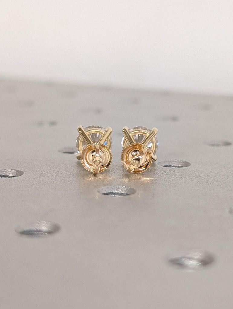 14k Rose Gold Round Diamond Earrings for Women | Martini Earrings Solitaire Screw Back Studs | Simple Jewelry Birthday Anniversary Gift image #4