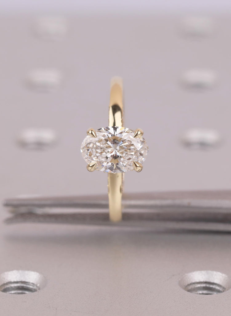 Hidden Halo 14K Yellow Gold Oval Cut  Lab Diamond Engagement Ring image #11