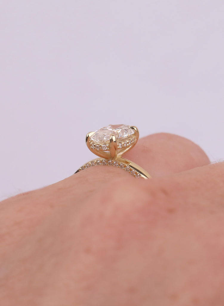Hidden Halo 14K Yellow Gold Oval Cut  Lab Diamond Engagement Ring image #3