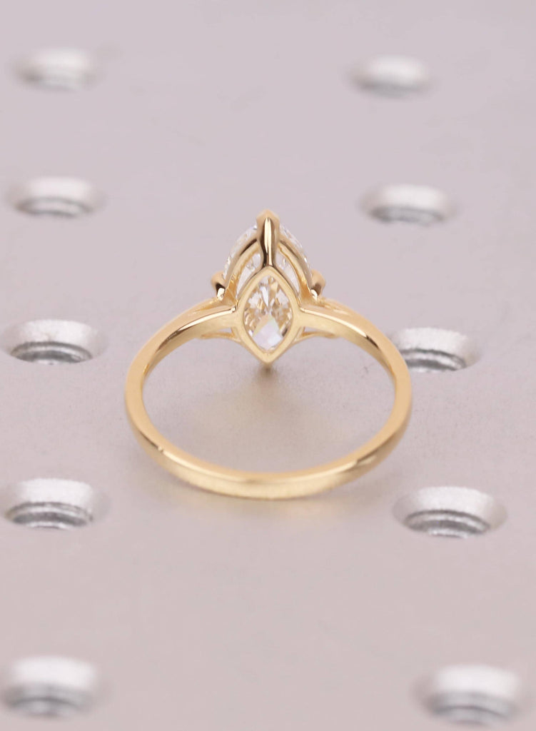 Moissanite Ring Solitaire 18K Yellow Gold Marquise Cut Engagement Ring Gift For Her image #3