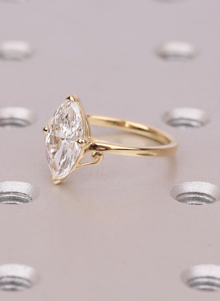 1.5 Carat Diamond Ring: Marquise Cut Lab Grown Diamond, 18K Yellow Gold Filigree Style image #5