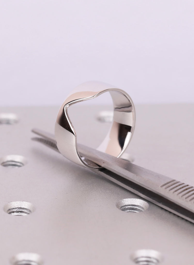 Polished Wedding Ring Band For Women, Smooth 7mm V Shape Ring Gift For Her image #4