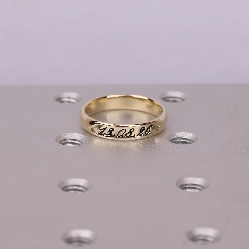 Personalized Band Ring | Solid Gold Rings for Women | Stackable Wedding Ring | Dainty Gold Ring | Engraved Ring Minimalist Jewelry Gift image #8