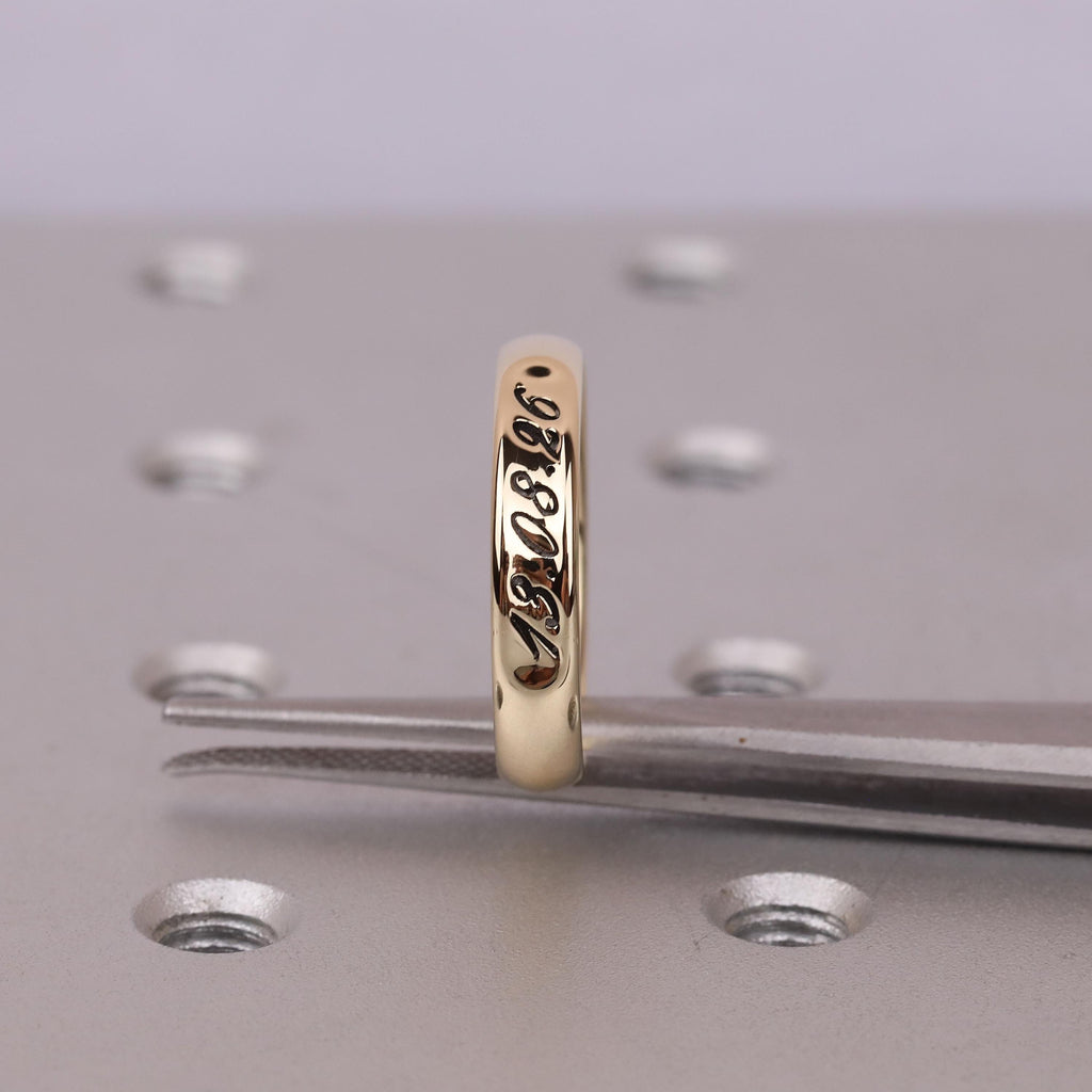 Personalized Band Ring | Solid Gold Rings for Women | Stackable Wedding Ring | Dainty Gold Ring | Engraved Ring Minimalist Jewelry Gift image #6