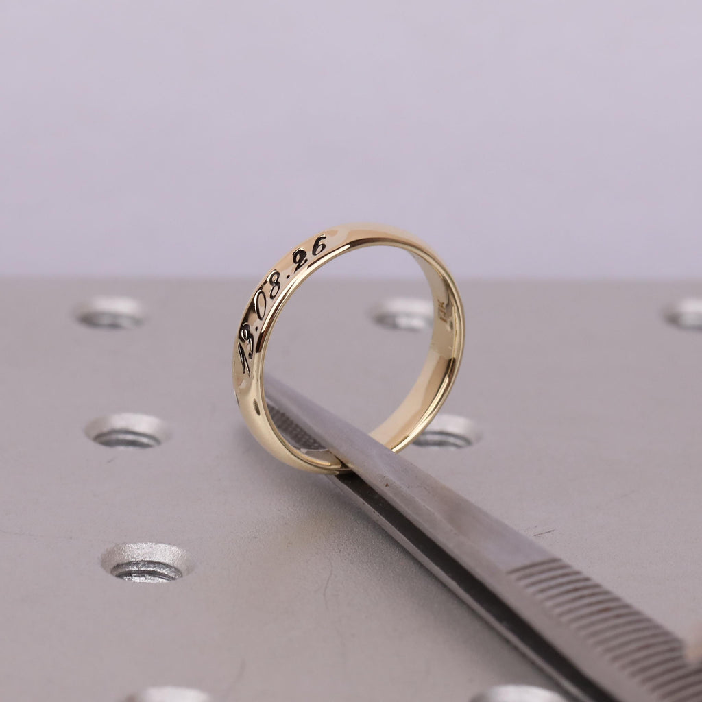 Personalized Band Ring | Solid Gold Rings for Women | Stackable Wedding Ring | Dainty Gold Ring | Engraved Ring Minimalist Jewelry Gift image #4