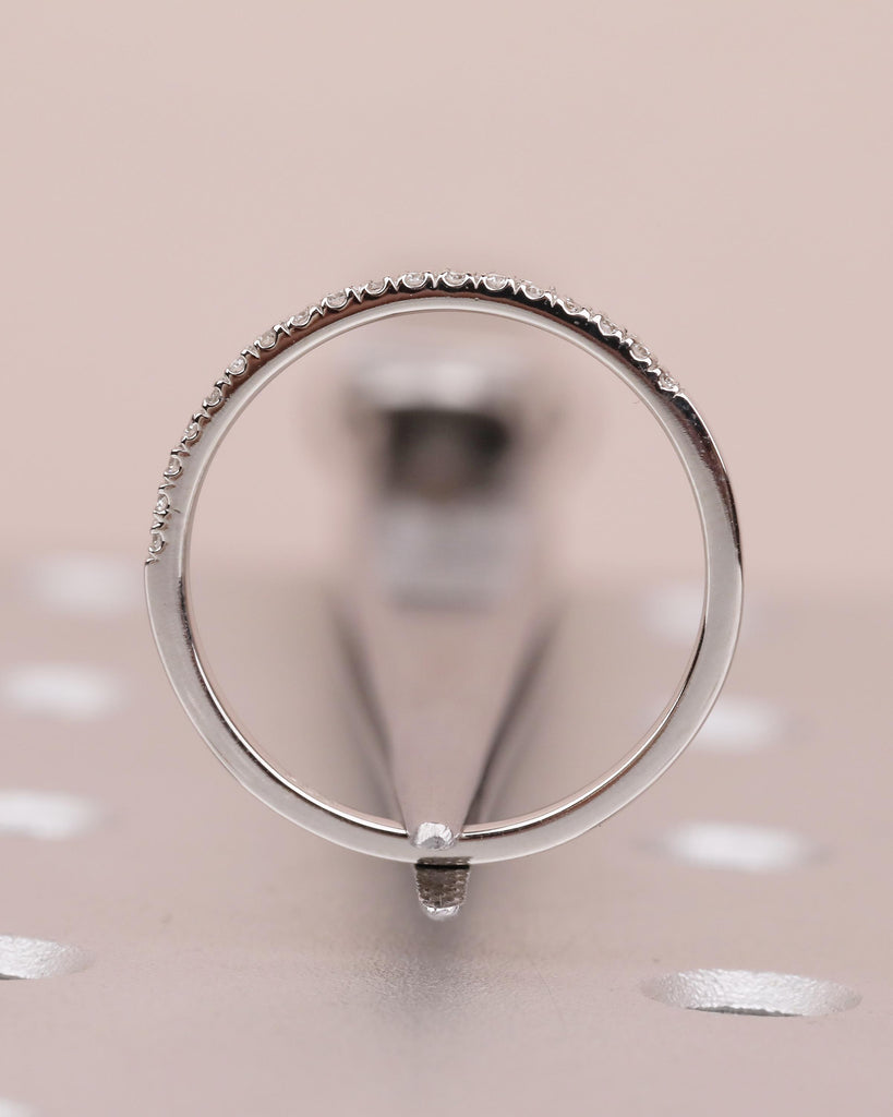 Diamond Wedding Band, Minimalist Platinum Matching Rings for Women, Thin Half Eternity Moissanite Ring, Unique Personalized Handmade Jewelry image #6