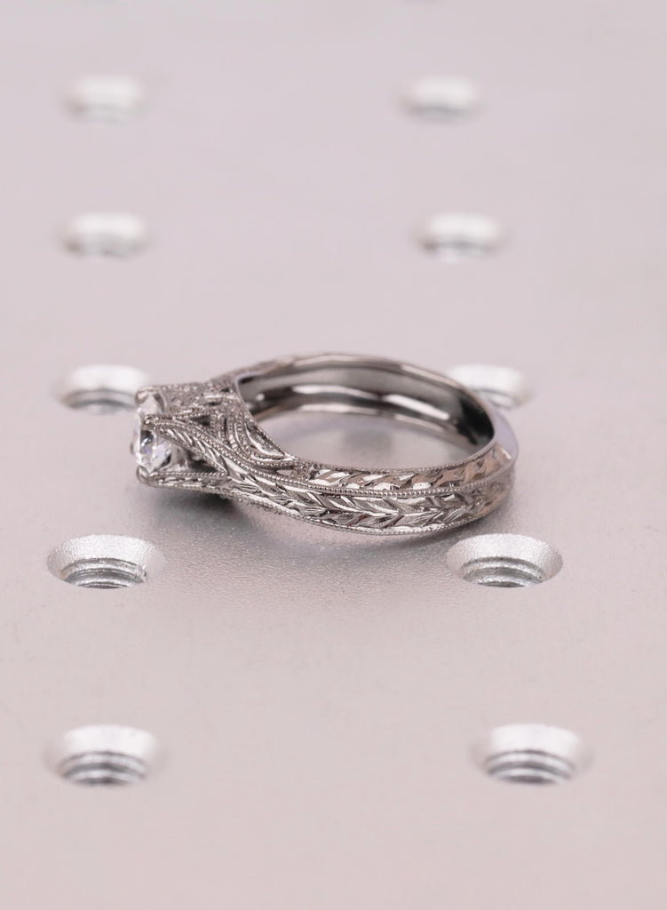 Black Gold Moissanite Promise Ring, Vintage Filigree Engagement Ring, Anniversary Gift For Her image #4