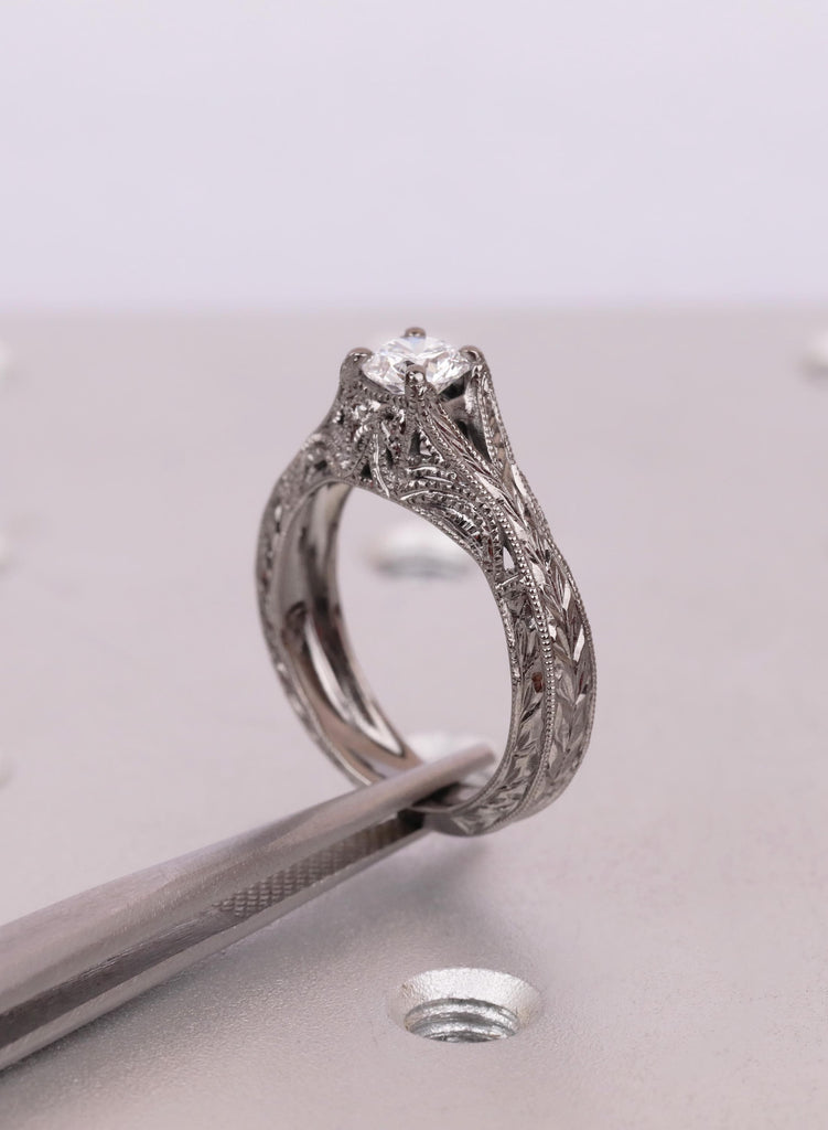 Black Gold Moissanite Promise Ring, Vintage Filigree Engagement Ring, Anniversary Gift For Her image #10