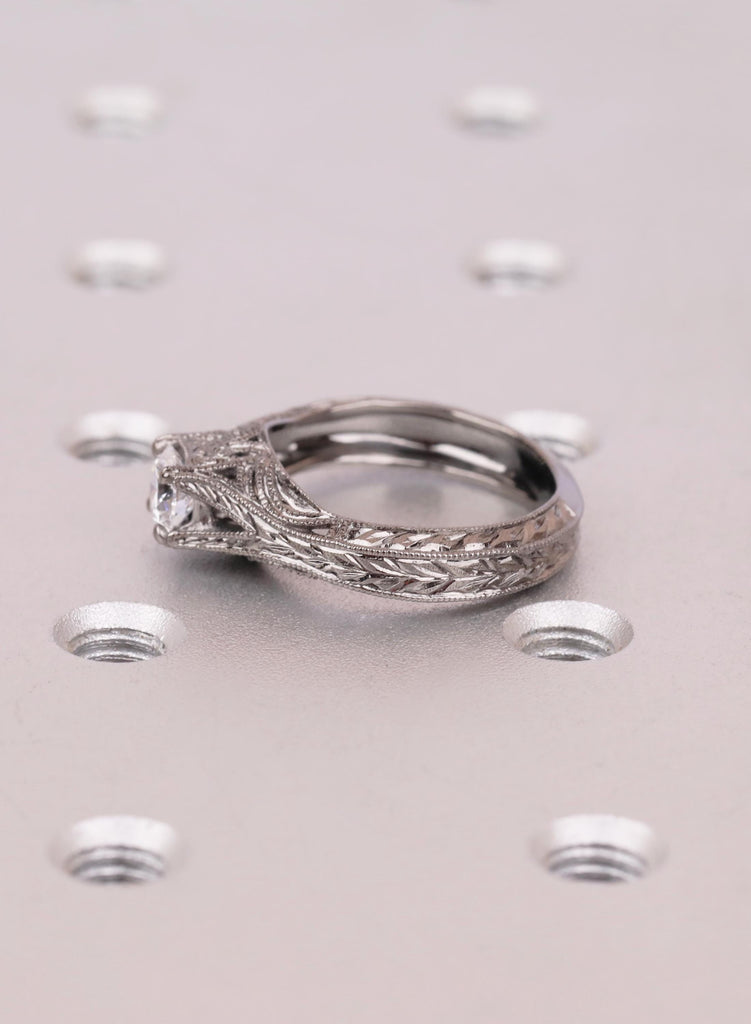 Unique Engagement Ring for Her, 14K Black Gold Diamond Ring, Vintage Wedding Proposal Gift image #5