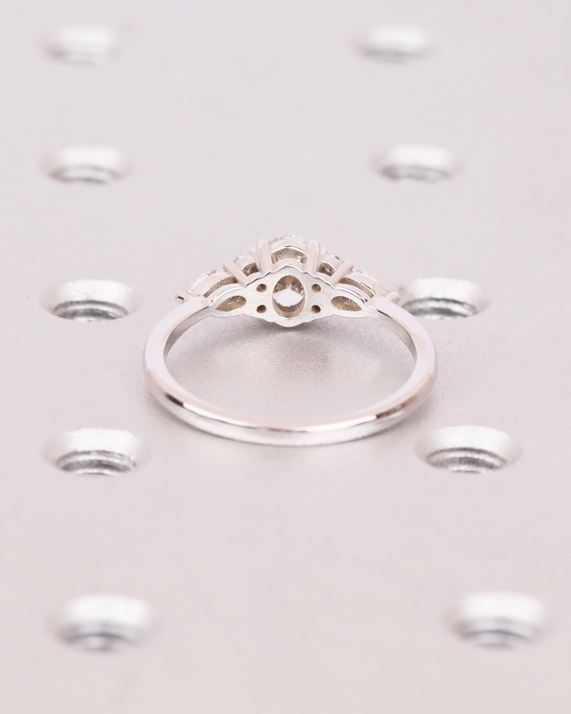 IGI Certified Oval Lab Grown Diamond Engagement Ring, Solid Gold Vintage Engagement Ring, Unique Diamond Cluster Ring, Art Deco Promise Ring image #3