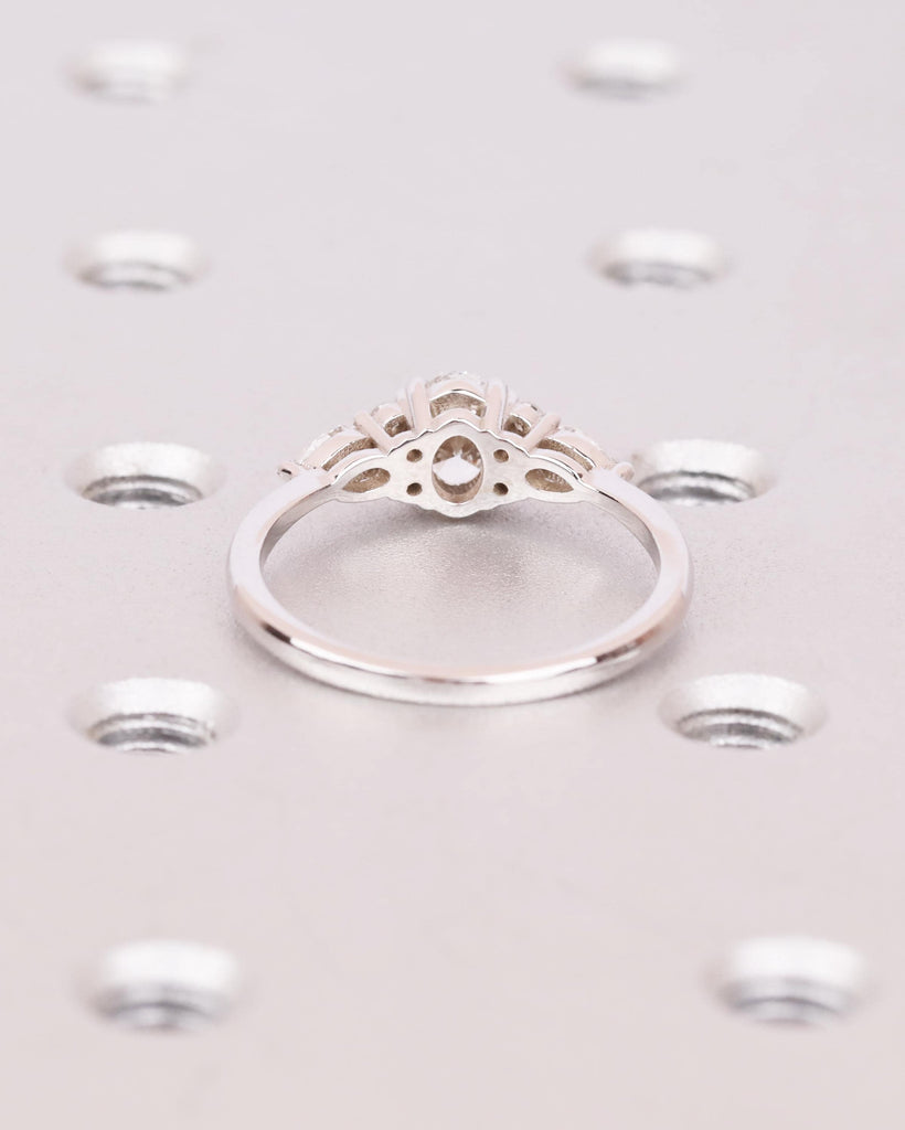 Moissanite Oval Engagement Ring, 0.5ct up to 4ct, 14k Solid Gold Vintage Engagement Ring, Unique Diamond Cluster Ring, Art Deco Promise Ring image #5