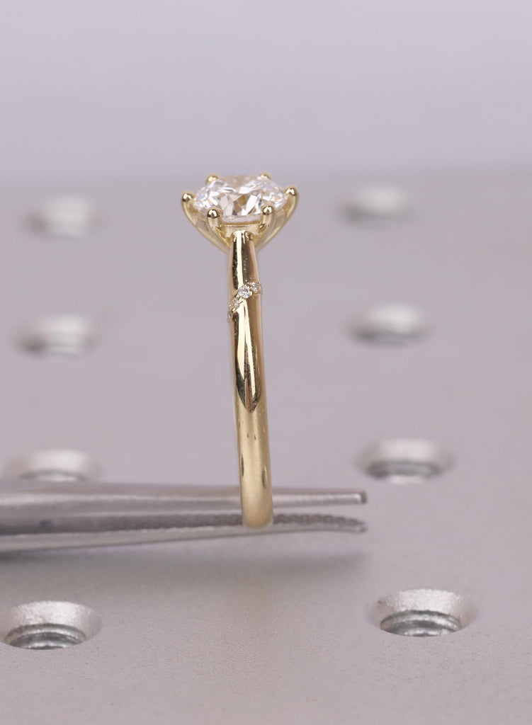 14k Gold Engagement Ring, Promise Ring, Anniversary Gift For Her, Round Diamond Accent, Wedding Ring image #17