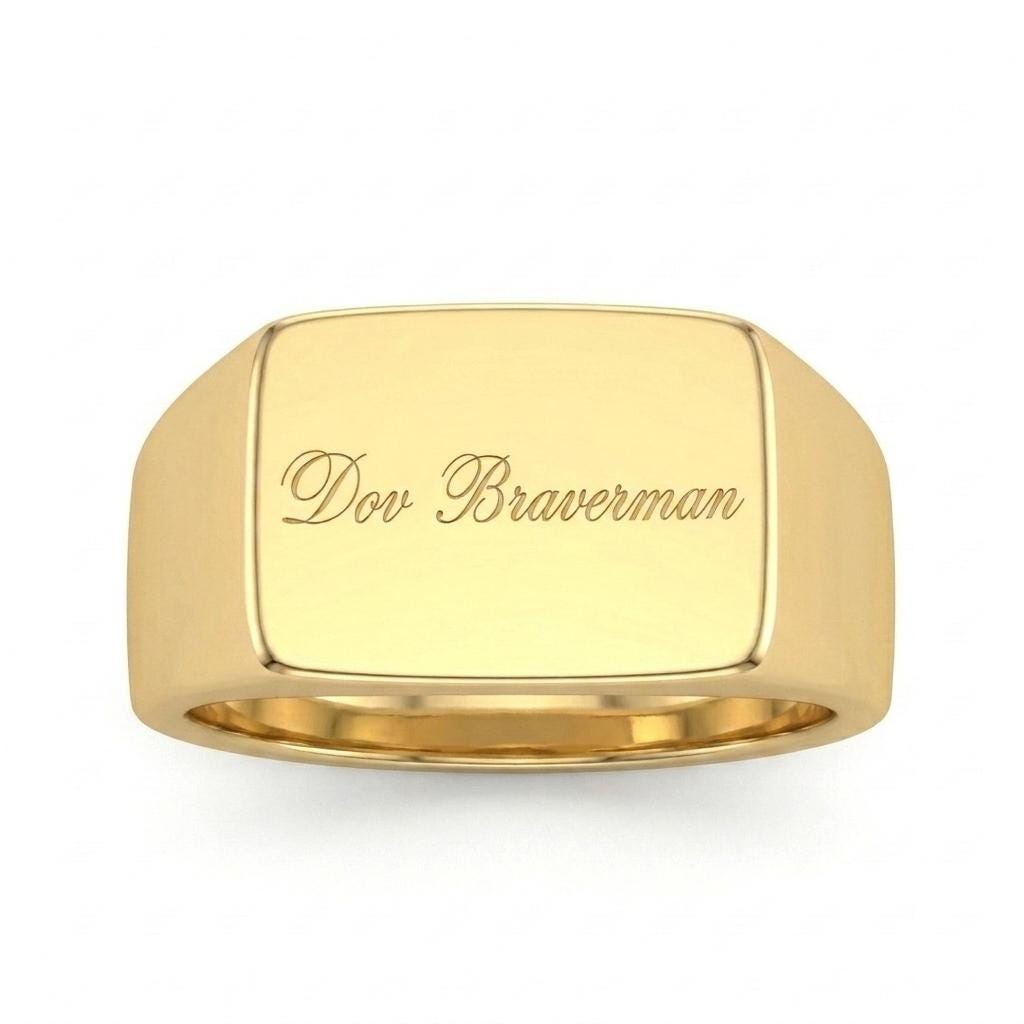 Custom Name Ring, Solid Gold Engraved Handwriting Ring, Initial Ring, Unisex Ring image #5