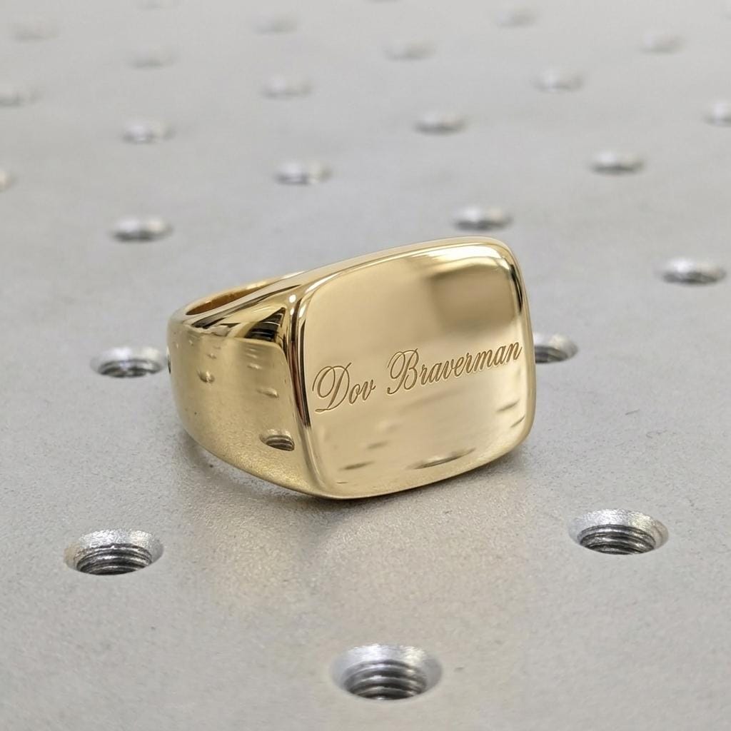 Custom Name Ring, Solid Gold Engraved Handwriting Ring, Initial Ring, Unisex Ring image #4