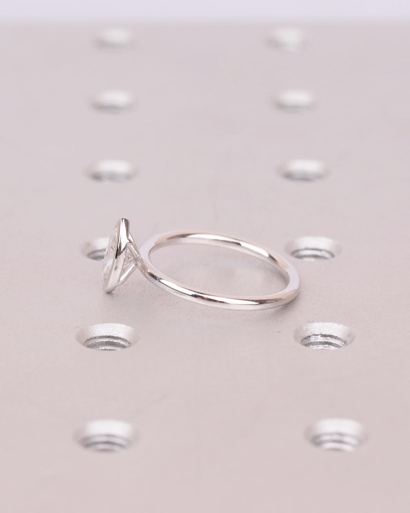 Marquise Moissanite Engagement Ring, Solitaire White Gold Ring, Dainty Promise Rings for Women, Unique Bezel Setting Ring, Bridal Jewelry image #15