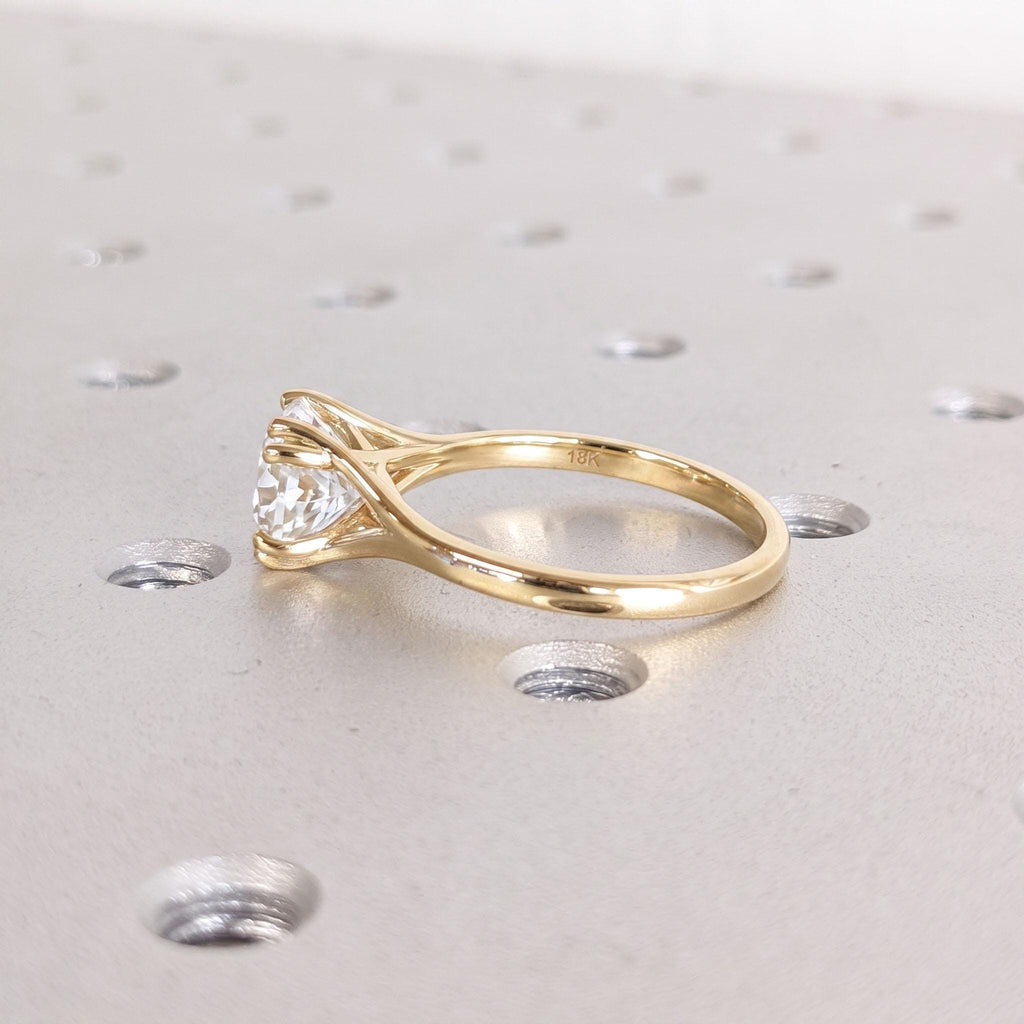 2ct Lab Grown Diamond Classic Solitaire Ring | 18k Yellow Gold Round Engagement Rings for Women | Unique Criss Cross Ring Split Shank Ring image #5