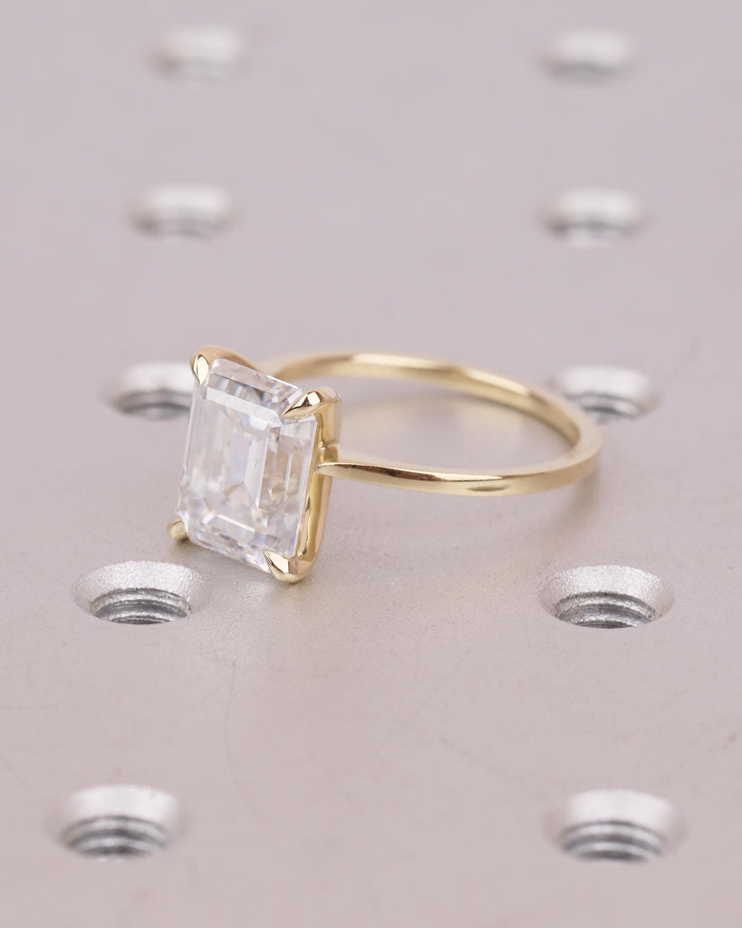 4 Carat Emerald Cut Lab Diamond Solitaire Engagement Ring in 14K Yellow Gold image #3