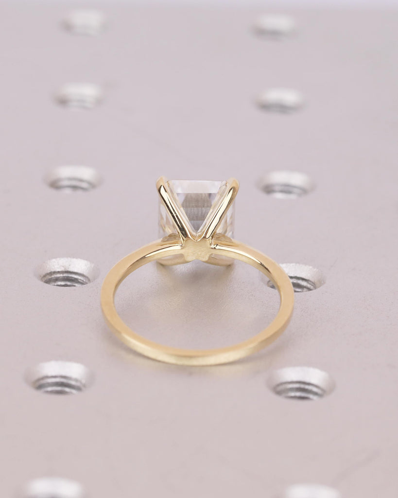 4 Carat Emerald Cut Lab Diamond Solitaire Engagement Ring in 14K Yellow Gold image #6