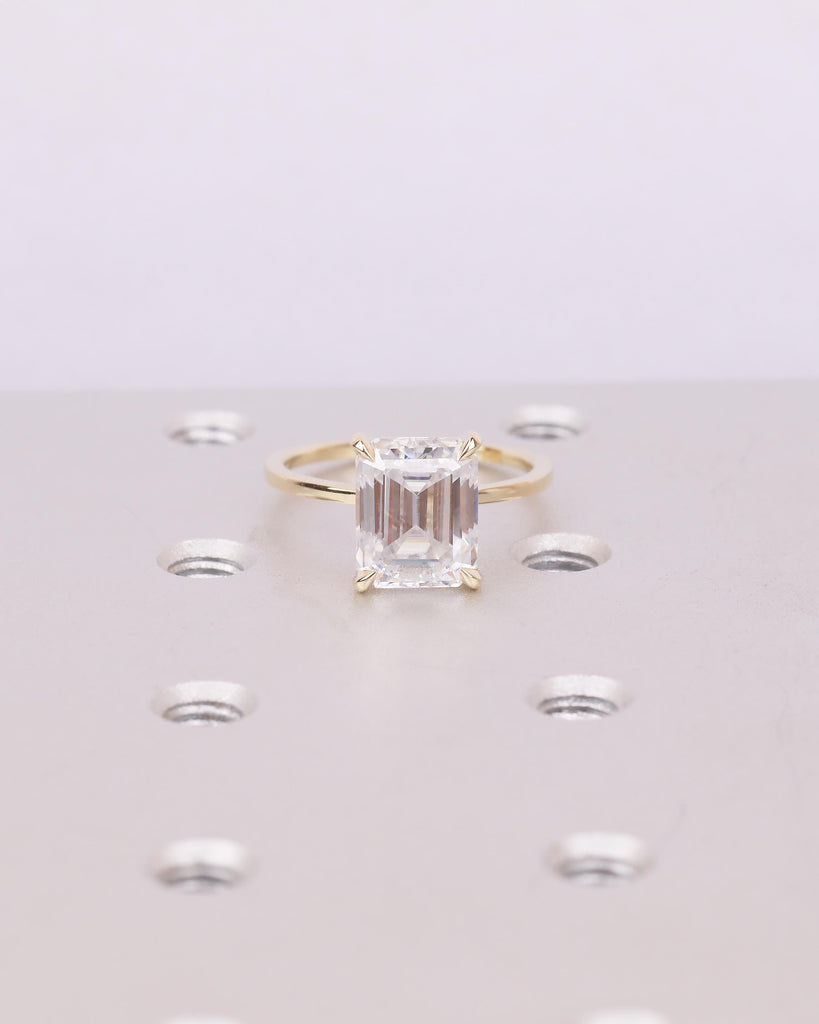 4 Carat Emerald Cut Lab Diamond Solitaire Engagement Ring in 14K Yellow Gold image #8