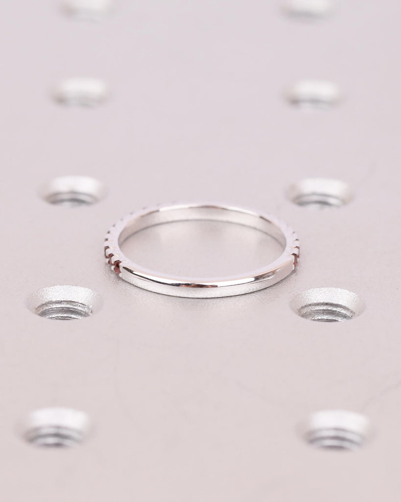 Dainty Wedding Band, Stackable Rings for Women, 14k Gold Red Garnet Ring, Birthstone Jewelry image #7