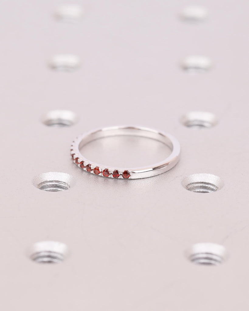 Dainty Wedding Band, Stackable Rings for Women, 14k Gold Red Garnet Ring, Birthstone Jewelry image #10