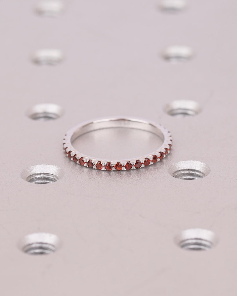 Dainty Wedding Band, Stackable Rings for Women, 14k Gold Red Garnet Ring, Birthstone Jewelry image #8