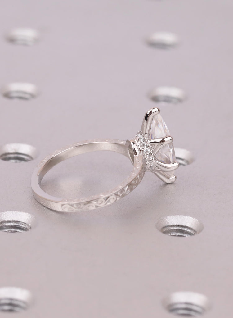 Engagement Ring For Her, Marquise Diamond Alternative, Filigree Vintage Style Promise Ring, Anniversary Gift image #4