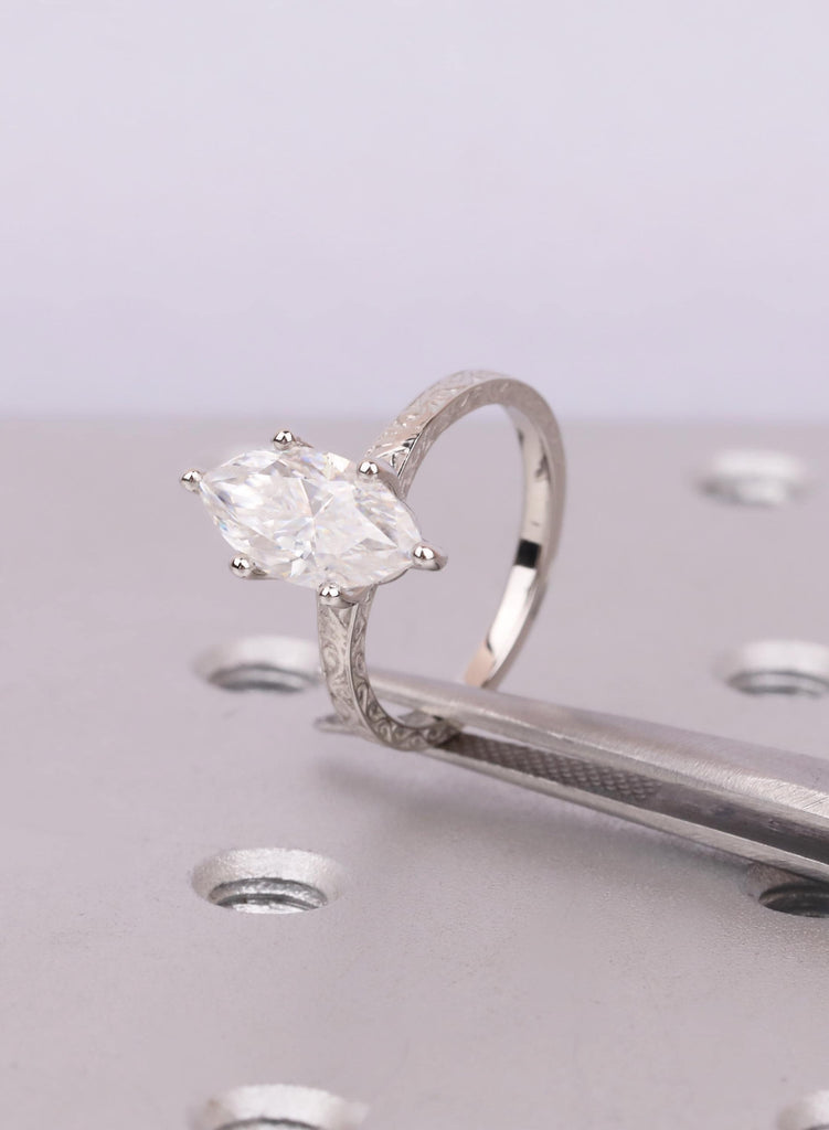 Engagement Ring For Her, Marquise Diamond Alternative, Filigree Vintage Style Promise Ring, Anniversary Gift image #9