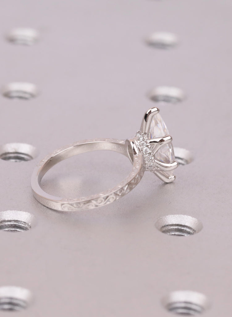 Art Deco Engagement Ring | Lab Grown Diamond | Vintage Filigree Design | Hidden Halo Diamond image #6
