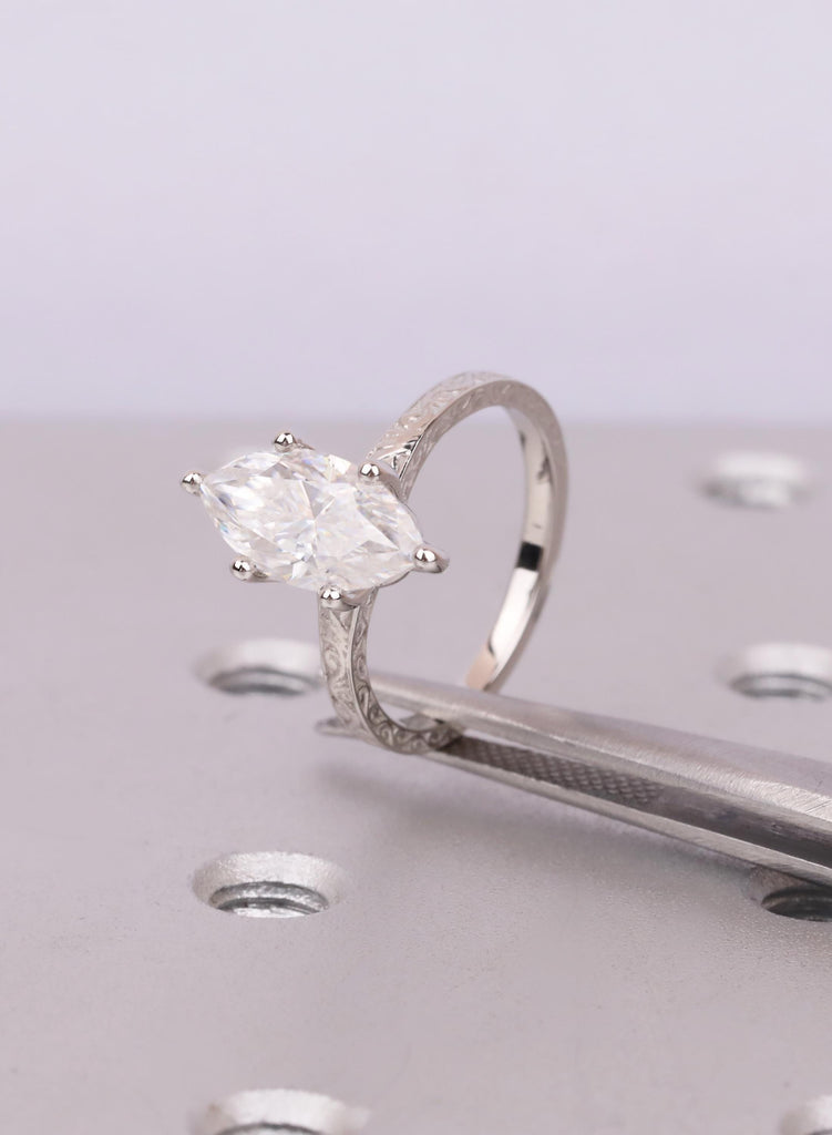 Art Deco Engagement Ring | Lab Grown Diamond | Vintage Filigree Design | Hidden Halo Diamond image #11