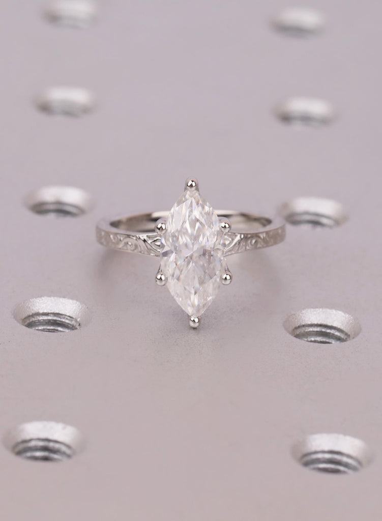 Engagement Ring For Her, Marquise Diamond Alternative, Filigree Vintage Style Promise Ring, Anniversary Gift image #2