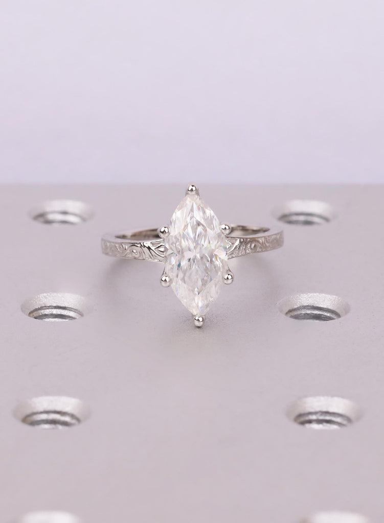 Art Deco Engagement Ring | Lab Grown Diamond | Vintage Filigree Design | Hidden Halo Diamond image #3