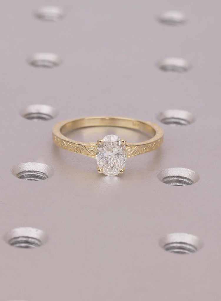 Oval Shape Moissanite Engagement Ring Solitaire Four Prong Set Bridal Wedding Ring For Her Minimalist Design 14k Solid Yellow Gold