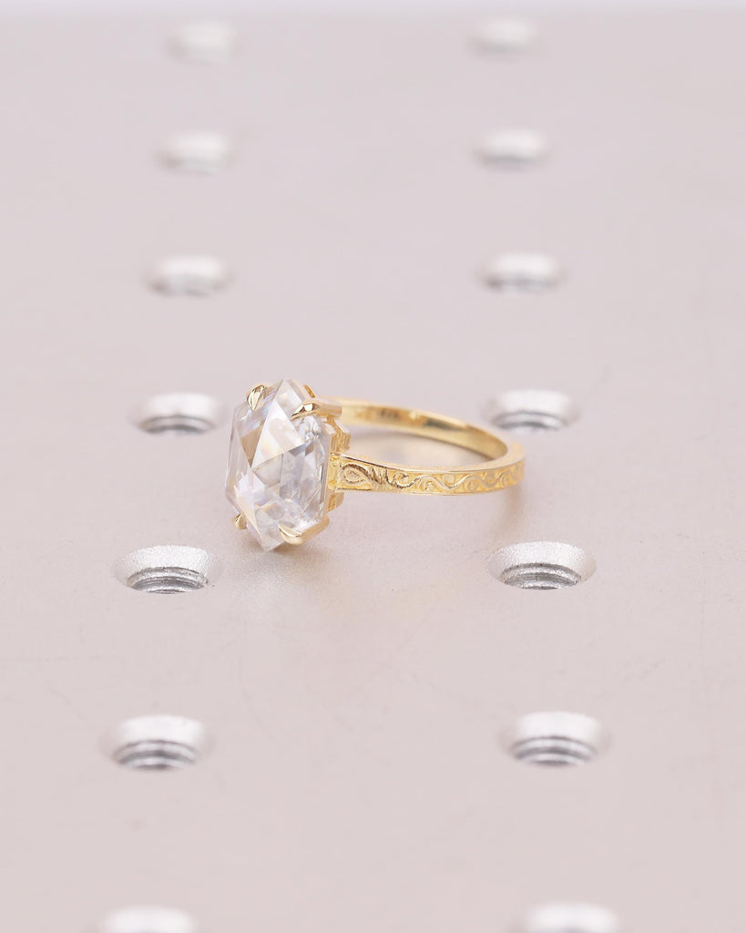 Hexagon Lab Diamond Engagement Ring