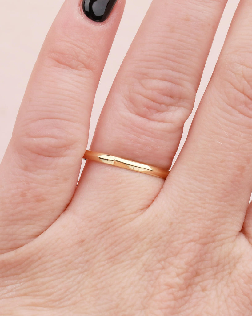Dainty Wedding Band Women, Slim 18k Solid Gold Stacking Ring image #7