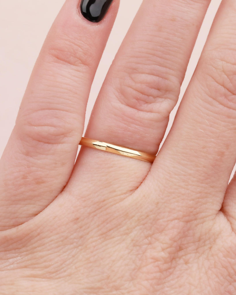 Dainty Wedding Band Women, Slim 18k Solid Gold Stacking Ring image #9