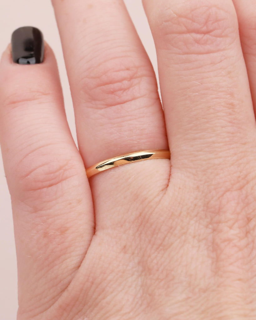 Dainty Wedding Band Women, Slim 18k Solid Gold Stacking Ring image #3
