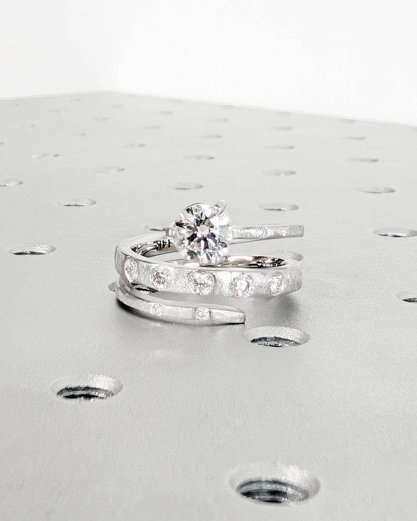 Diamond Wrap Ring with Flush Set Diamonds | 14k Solid Gold Lab Diamond Engagement Ring | Curly Spiral Ring | Modern Wedding Statement Rings
