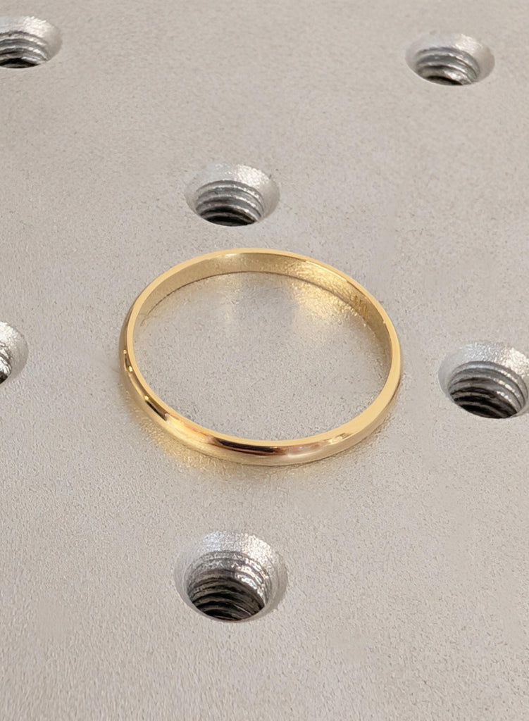 Dome Polished Thin Wedding Band, Solid Gold Minimalist Stacking Ring (2mm), Plain Comfort Fit, 14K 18K Gold Platinum Options image #6