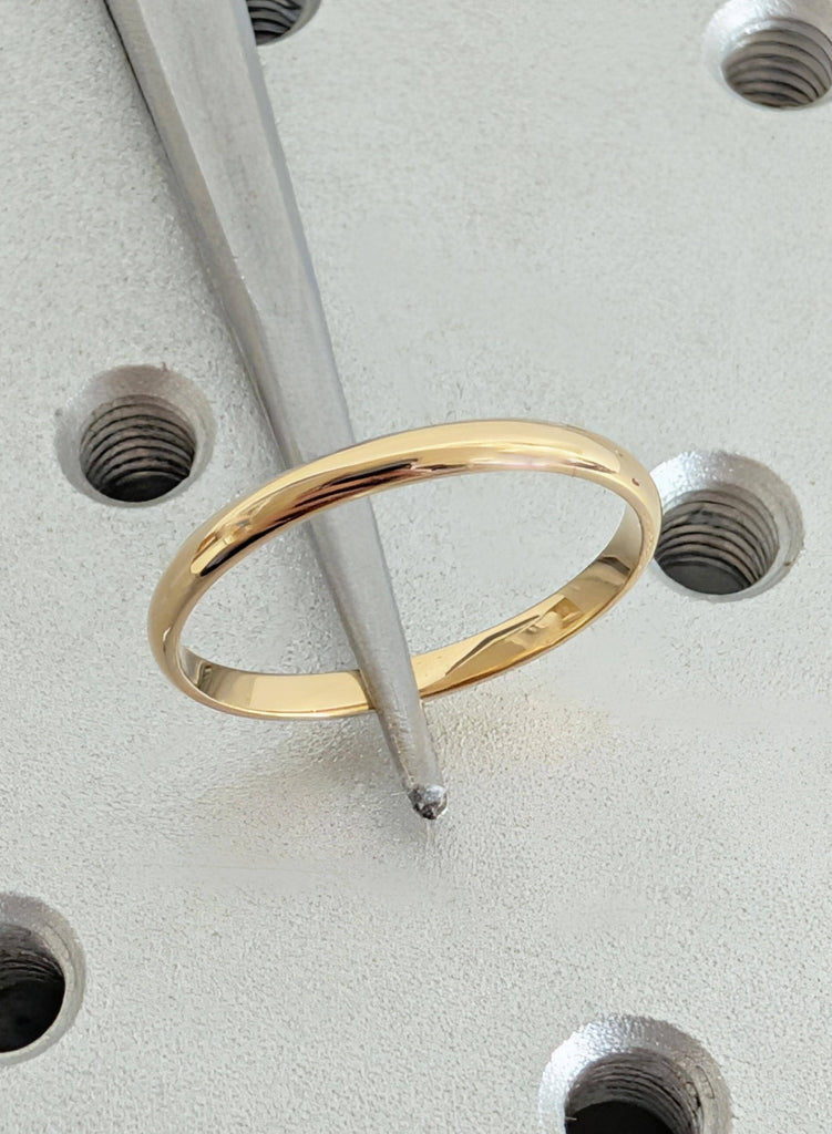 18k Solid Gold Thin Stacking Ring, Dome 2mm Wedding Band, Minimalist Jewelry, Polished Finish, Comfort Fit image #5