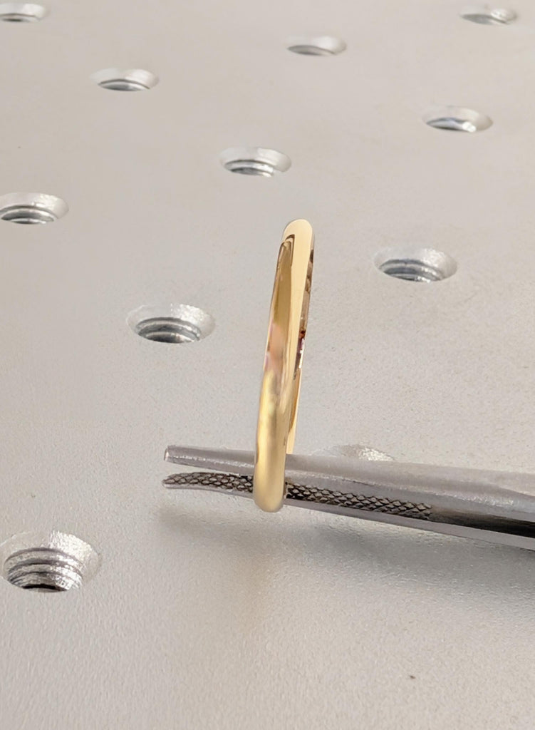 Dome Polished Thin Wedding Band, Solid Gold Minimalist Stacking Ring (2mm), Plain Comfort Fit, 14K 18K Gold Platinum Options image #7