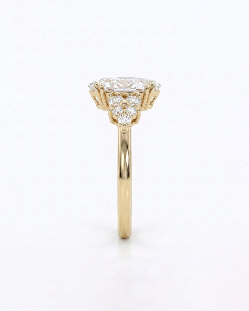 Marquise Moissanite Engagement Ring, 14k Solid Gold Promise Rings for Women, Art Deco Nature Inspired Ring, Wedding Anniversary Jewelry image #6