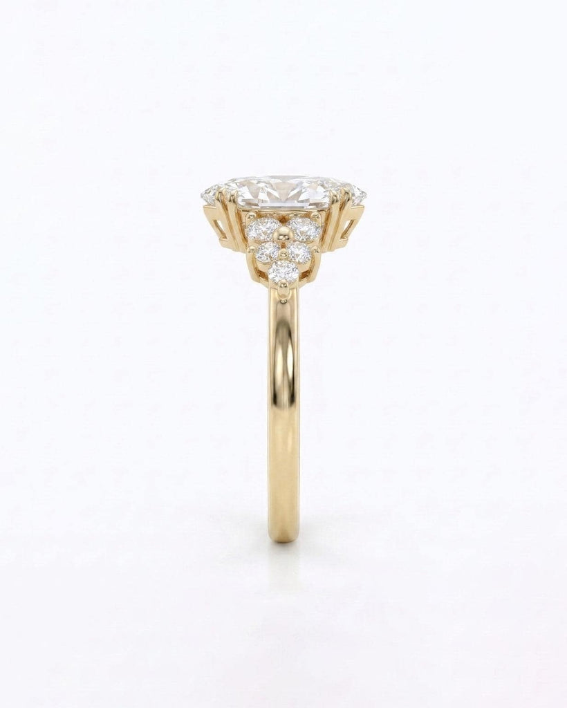 14k Gold Floral Moissanite Ring, Marquise Cut Engagement Ring, Nature Jewelry image #6