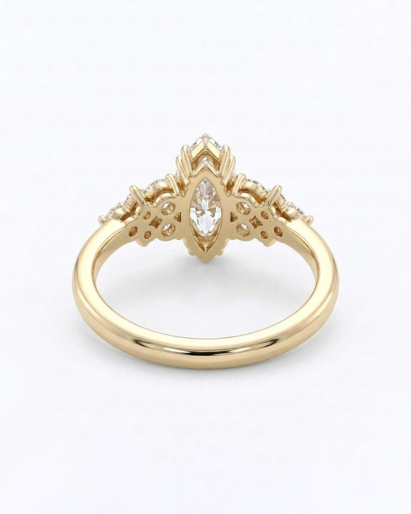 1.5ct IGI Certified Lab Diamond Ring, Vintage Marquise Cut Ring, 14k Solid Gold Engagement Ring, Nature Inspired Wedding Anniversary Ring image #7