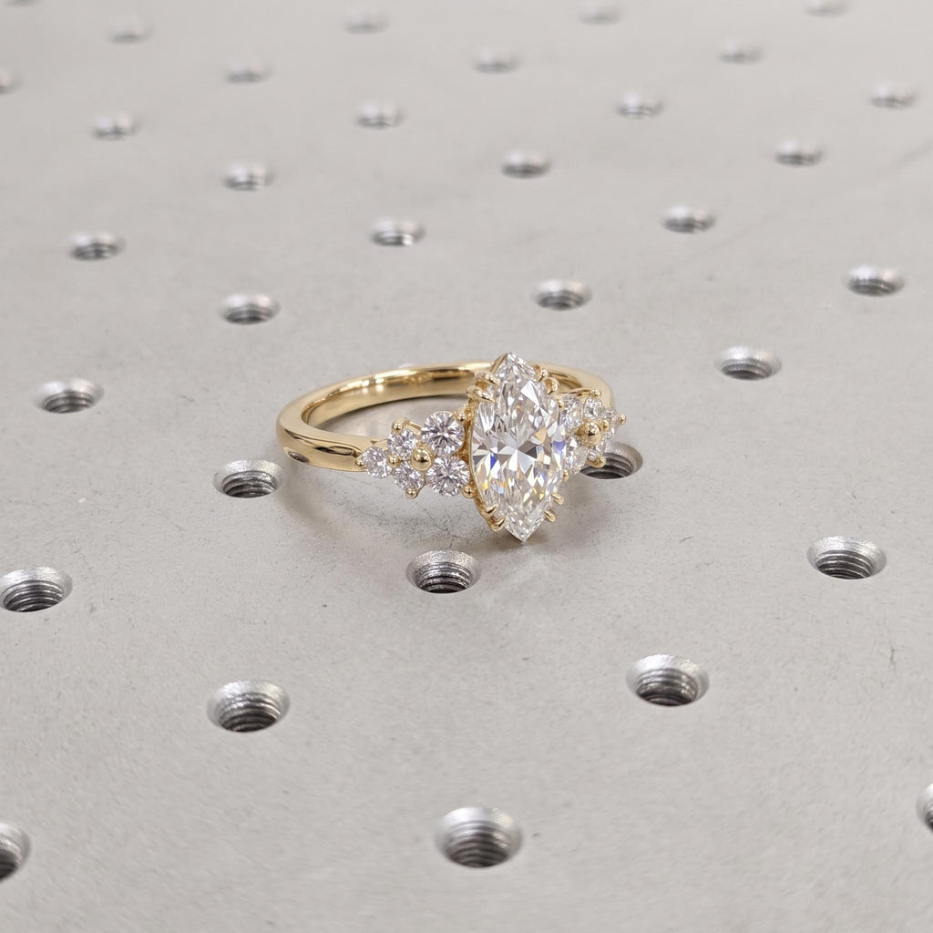 1.5ct IGI Certified Lab Diamond Ring, Vintage Marquise Cut Ring, 14k Solid Gold Engagement Ring, Nature Inspired Wedding Anniversary Ring image #5
