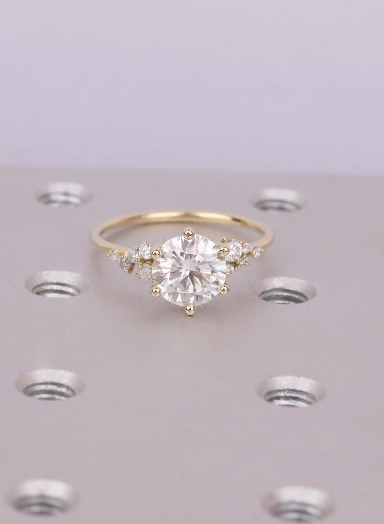 14K Solid Gold Lab Grown Diamond Cluster Engagement Ring, Art Deco Snowdrift Cluster Promise Ring, Personalized Jewelry, Women's Ring image #5