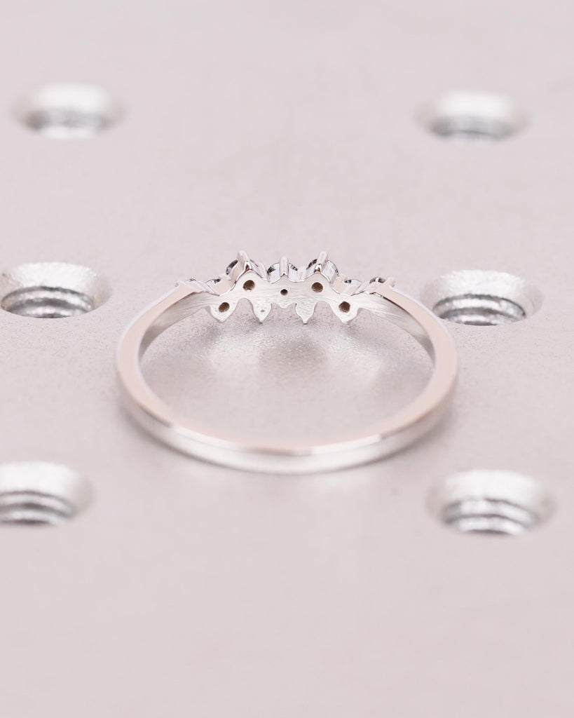 Salt and Pepper Diamond Cluster Ring in 14k White Gold, Diamond Wedding Band, Multistone Diamond Ring, Stackable Ring, Unique Wedding Band image #4