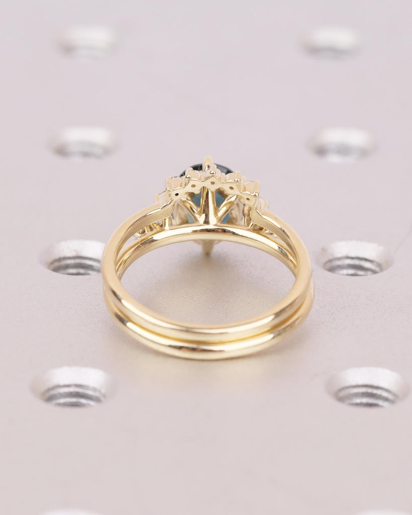 Blue Green Sapphire Ring, Oval Engagement Ring Set in 14k Solid Gold, Birthstone Jewelry image #7